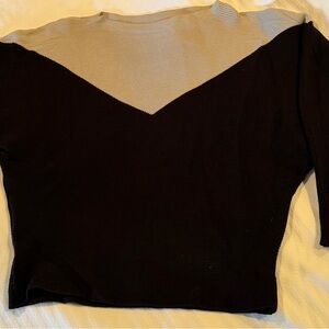 Elegant Black and Gray Women's Batwing Sweater Top